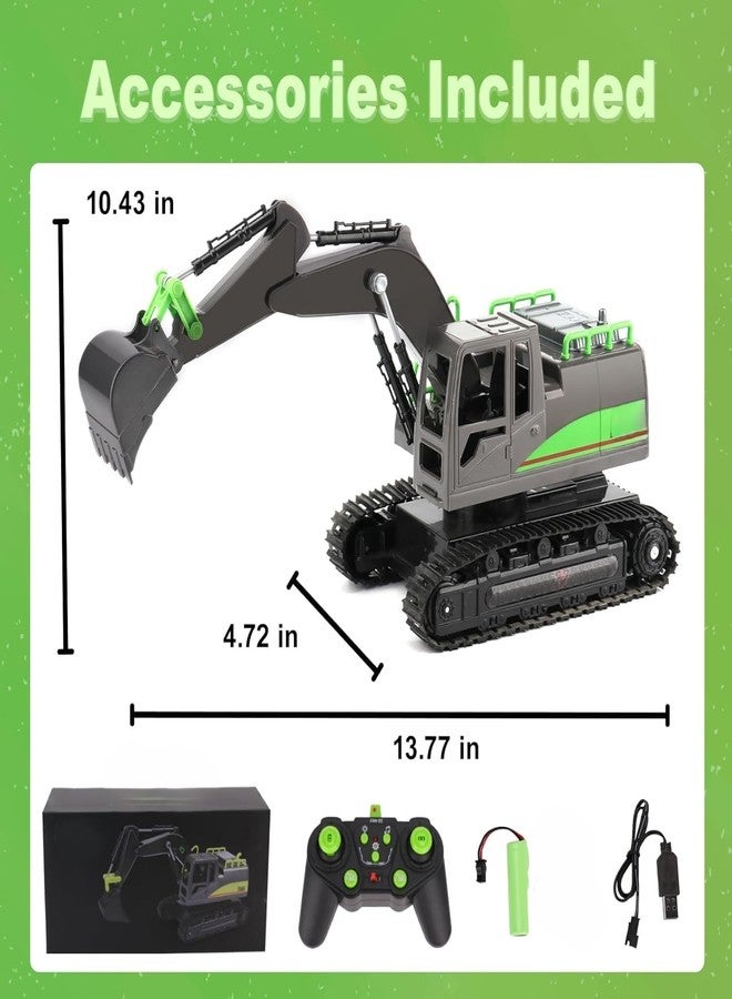 EXOMOON Remote Control Excavator Toys for Boys 4-7 Yrs Old - Best Birthday for Kids 3 5 8 9 10+, Metal Shovel Construction Vehicles with Light Sound, 2.4G Rechargeable RC Tracked Digger - Image 5